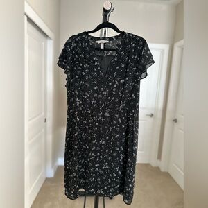 Women’s H&M Black Floral Flutter Sleeve Dress US Size 14 (UK SIZE 18